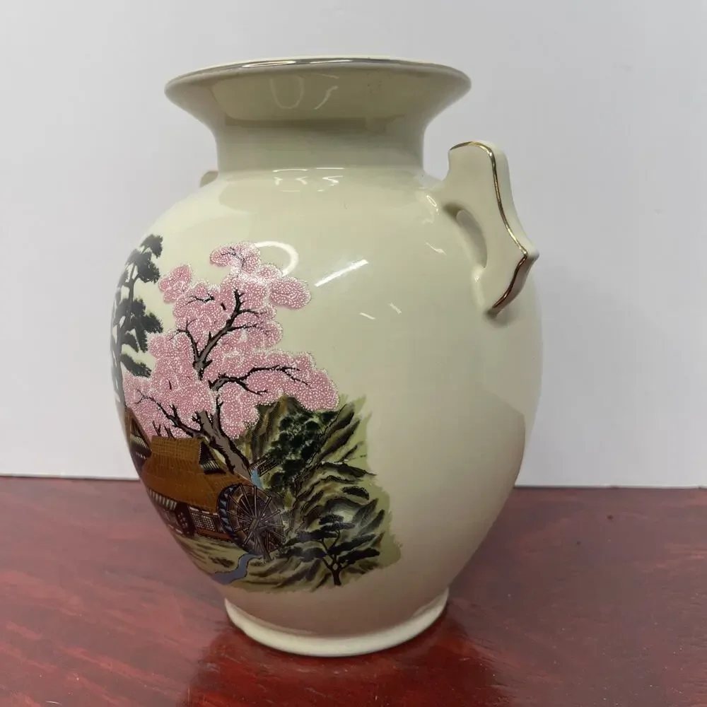 Made In Japan Porcelain Double Handle Vase 8